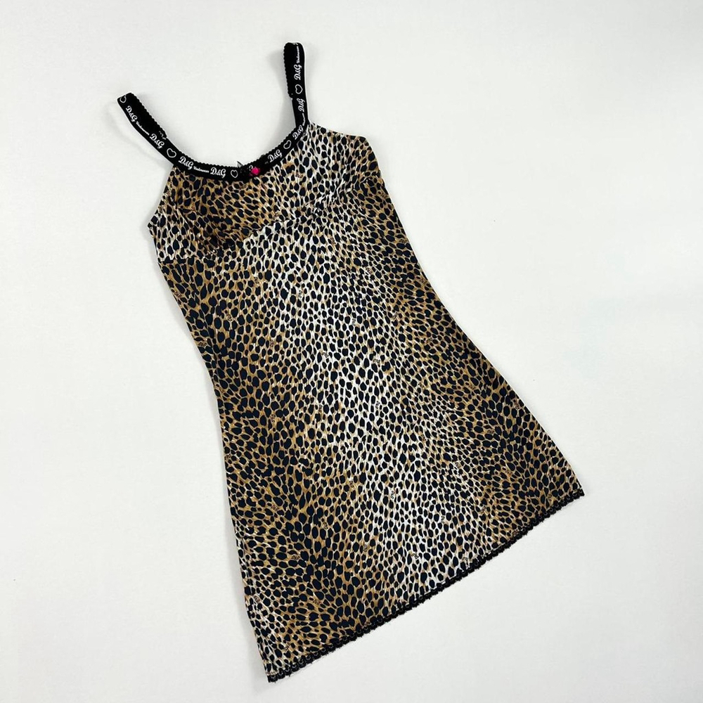 y2k D&G brown and black cheetah print dress